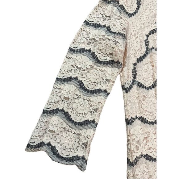 London Times Sz 14 Light Pink Gray Multi Lace Overlay Sheath Dress - Picture 10 of 11